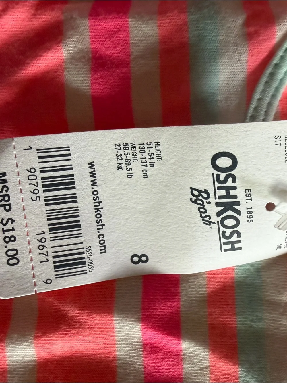 Oshkosh B'Gosh Girls Striped Tank Top Size 8 NWT
